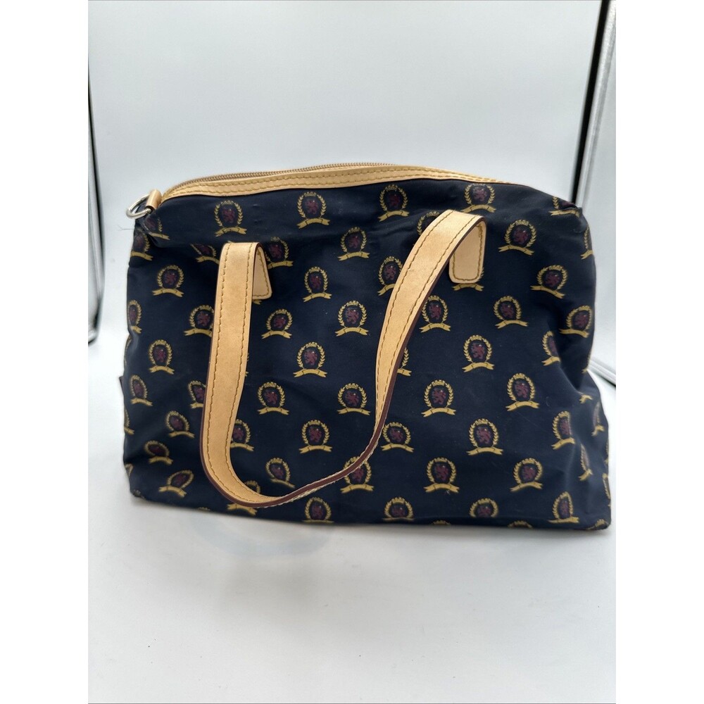 Tommy Hilfiger Navy Crest Print Shoulder Purse Preppy Crossbody Strap Missing